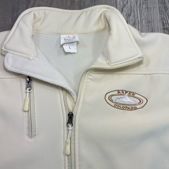 Aspen Fleece Zip Up Jacket Beige Softshell Ivory Beige Womens Large - Picture 9 of 14
